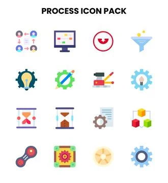 Process Flat Graphics Icons Pack Stock Illustration