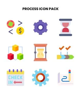 Process Flat Icons Pack Stock Illustration