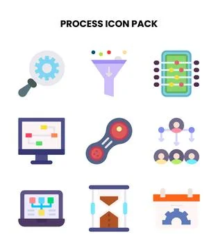 Process Flat Scalable Icons Pack Illustrazione stock