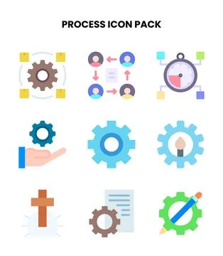 Process Flat Set Icons Pack Stock Illustration