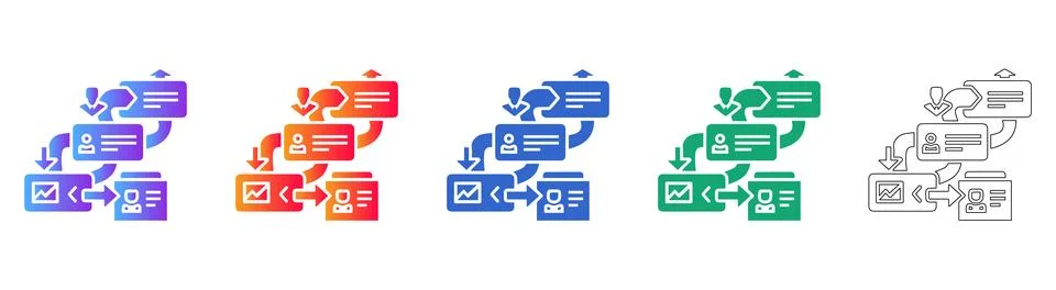 Process Flow and Business Data Icons Stockillustratie