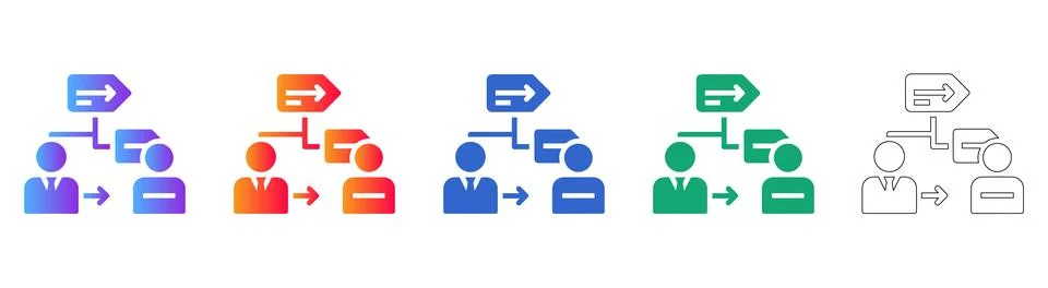 Process Flow and Management Icon Set Stock Illustration