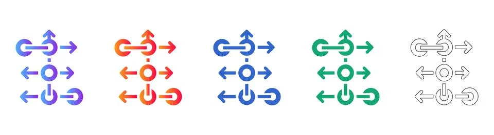 Process Flow and Operational Strategy Icon Set Stock Illustration