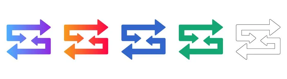 Process Flow and Synchronization Arrow Icons Stock Illustration