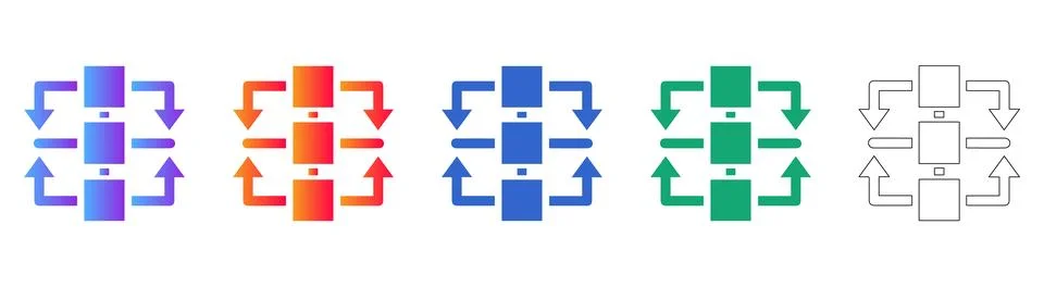 Process Flow and Workflow Logic Icons Иллюстрация