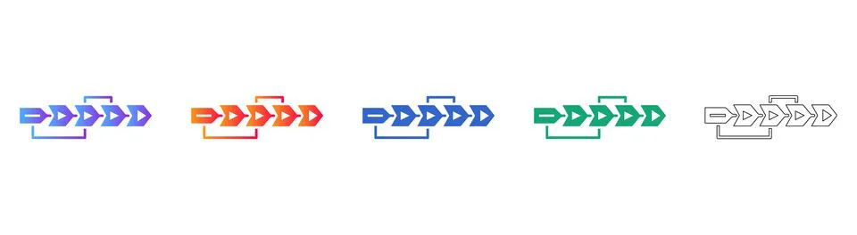 Process Flow Arrow Icons Set Illustrazione stock