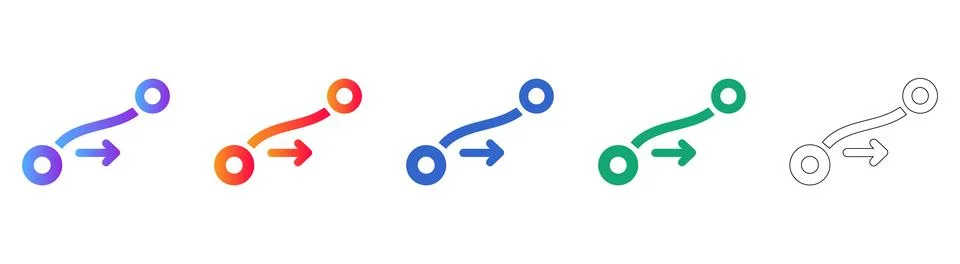 Process Flow Diagram Icons in Gradient and Line Art Illustrazione stock