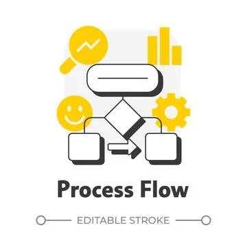 Process flow flat outline concept icon Stock Illustration