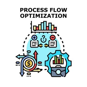 Process flow optimization analyzing business strategy Illustrazione stock