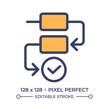 Process flow pixel perfect line color icon Stock Illustration