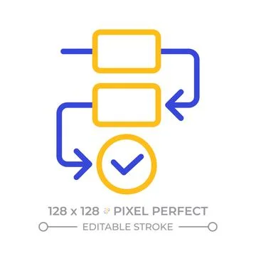 Process flow pixel perfect two color line icon Stock Illustration