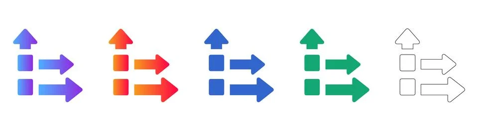 Process Flowchart and Direction Icon Set Illustrazione stock