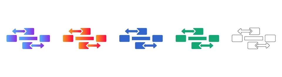 Process Flowchart Arrow Diagram Icon Set イラスト素材