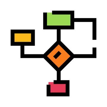 Process flowchart diagram showing workflow decision steps Illustrazione stock
