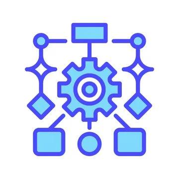 Process Flowchart Line Icon, Outline Symbol for Workflow Design, System Map.. Stock Illustration