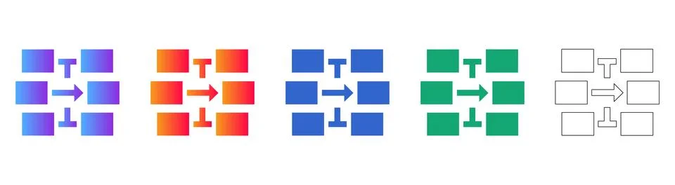 Process Flowchart Logic Icons 스톡 일러스트