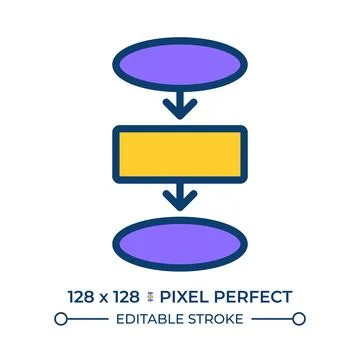 Process flowchart pixel perfect line color icon イラスト素材