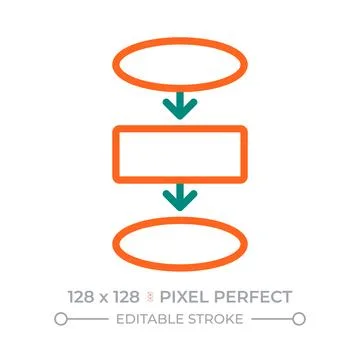 Process flowchart pixel perfect two color line icon Stockillustratie