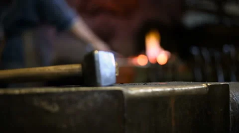 Process of forging hot metal Stock Footage 67733595