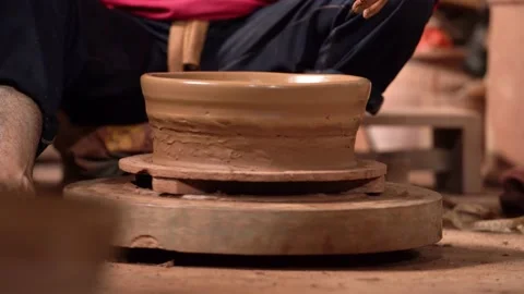 The process of forming pottery in Kasongan, Bantul, Indonesia Stock Footage 227683031