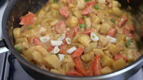 Process of Frying and Stewing Colorful Delicious Vegetables. Vegetarian Concept Stock Footage 194532977