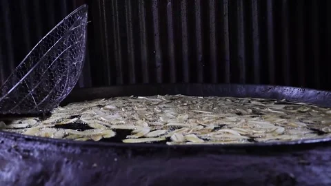 The process of frying banana chips Stock Footage 304849044