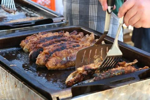Process of frying fish Stock Photos