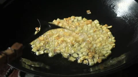 The process of frying potatoes in a pan Video stock 277534412