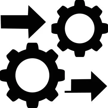 Process gear synchronization management business icon Stock Illustration
