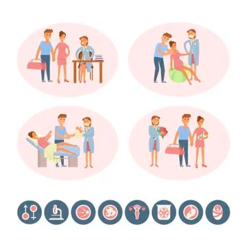 The process of giving birth Stock Illustration