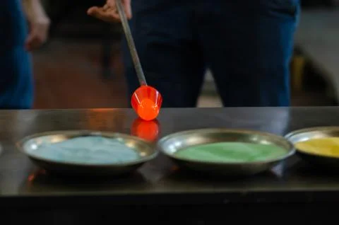 The process of glass object making Stock Photos