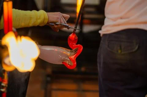The process of glass object making Stock Photos