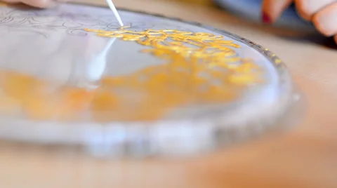 Process of glass painting close up Stock Footage 65792006