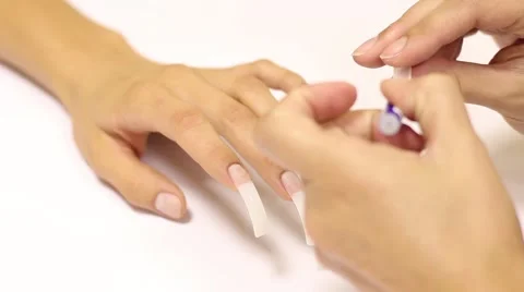 The process of gluing fake nails Stock Footage 46824438