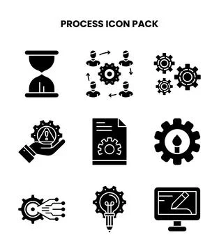Process Glyph Collection Icons Pack Иллюстрация