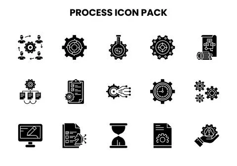 Process Glyph Design Icons Pack 스톡 일러스트
