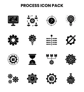 Process Glyph Design Icons Pack Stockillustratie