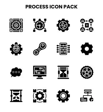 Process Glyph Graphics Icons Pack Stock Illustration