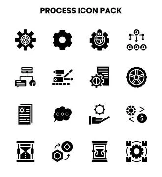 Process Glyph Graphics Icons Pack Stock Illustration