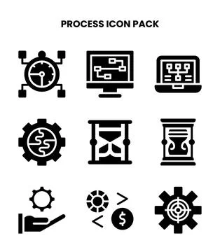 Process Glyph Icons Pack Stock Illustration