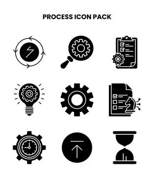 Process Glyph Scalable Icons Pack Illustrazione stock