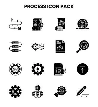 Process Glyph Scalable Icons Pack 스톡 일러스트