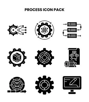 Process Glyph Set Icons Pack Ilustración de archivo