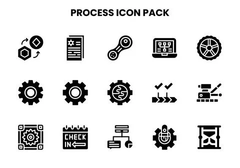 Process Glyph UI Icons Pack Stockillustratie