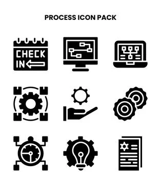 Process Glyph Vector Icons Pack イラスト素材