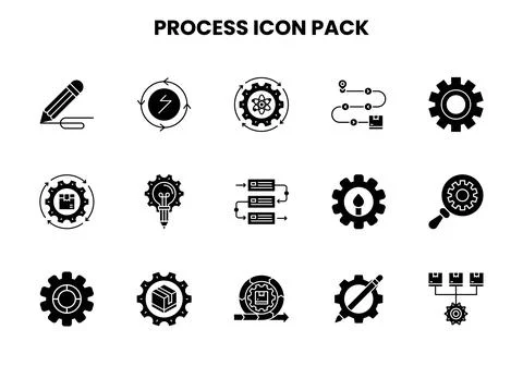 Process Glyph Vector Icons Pack 库存插图