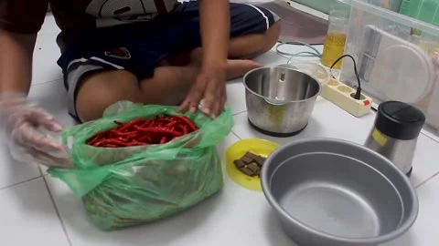 The process of grinding chilies Stock Footage 276152801