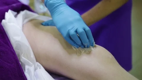 Process of hair removal with shugaring Stock Footage 82960121