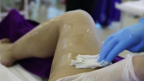 Process of hair removal with shugaring Stock Footage 82960135