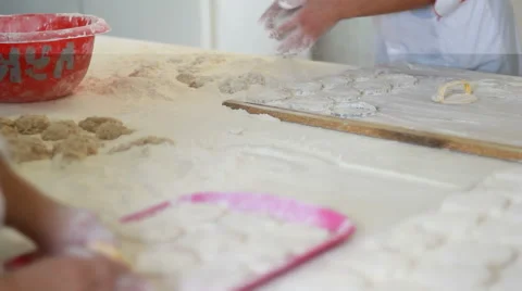 Process of handmade dough 스톡 동영상 42329401